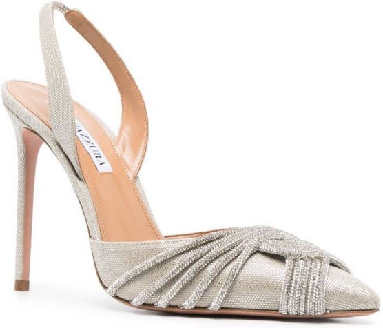 Aquazzura Aqua Gatsby 105mm leather pumps Silver