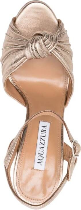 Aquazzura Atelier Plateau 145mm leather sandals Gold