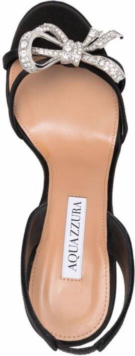 Aquazzura Babe 105 embellished-bow sandals Black