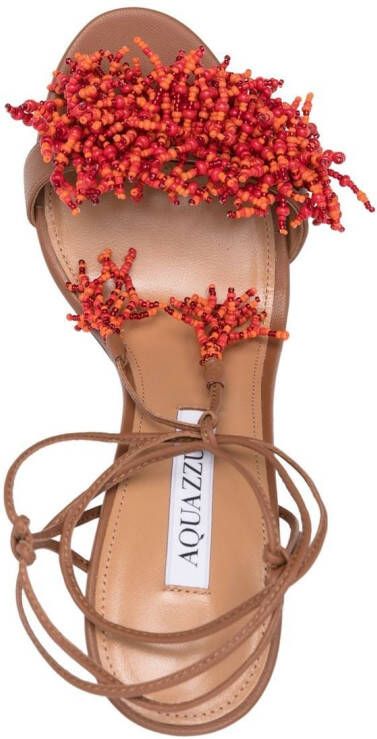 Aquazzura beaded high-heel sandals Brown