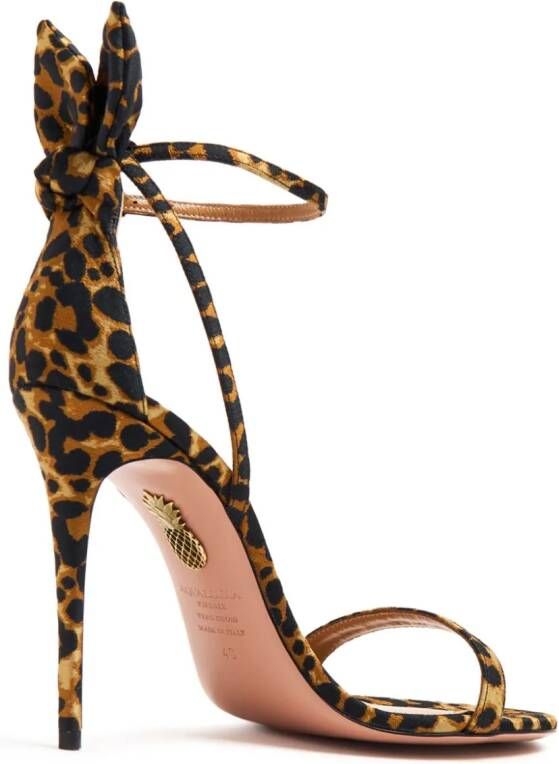 Aquazzura Bow Tie 105mm leopard sandals Brown