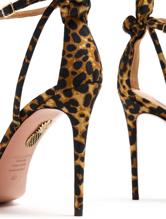 Aquazzura Bow Tie 105mm leopard sandals Brown