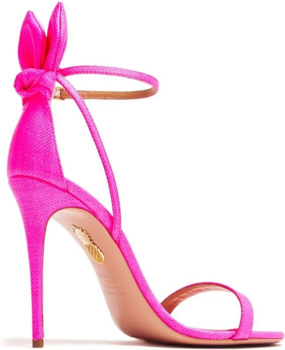 Aquazzura Bow Tie 105mm raffia sandals Pink