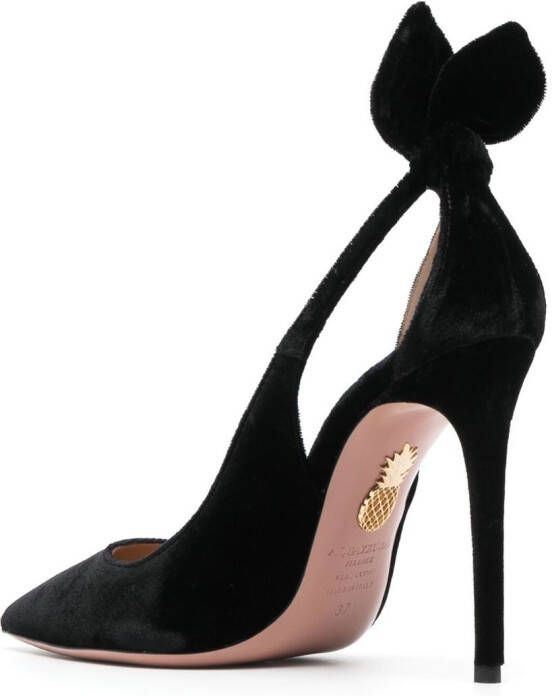 Aquazzura Bow Tie 105mm velvet pumps Black