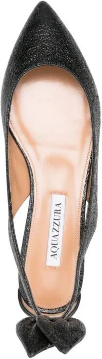 Aquazzura Bow Tie leather ballerina shoes Black
