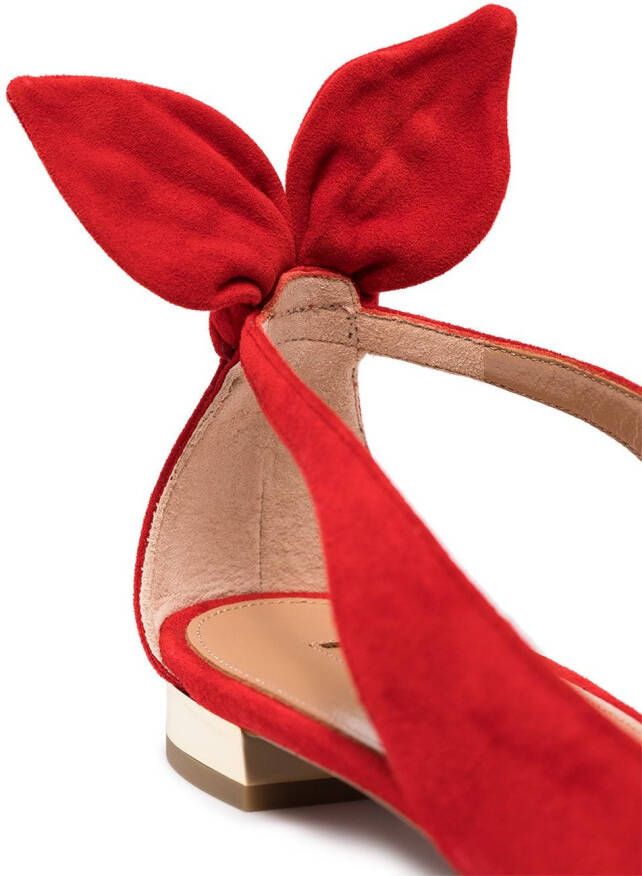 Aquazzura Bow Tie suede ballerinas Red