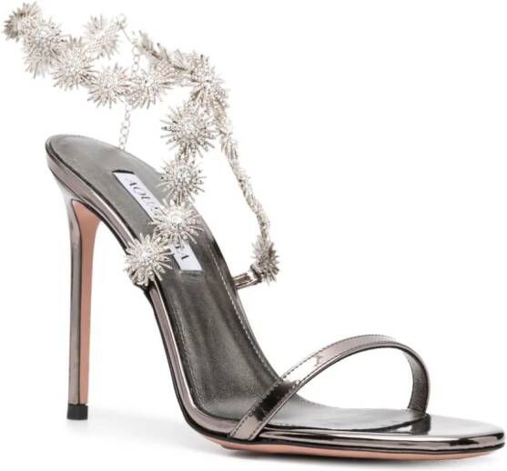 Aquazzura Comet 115mm crystal-embellished sandals Grey