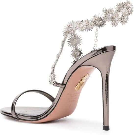 Aquazzura Comet 115mm crystal-embellished sandals Grey