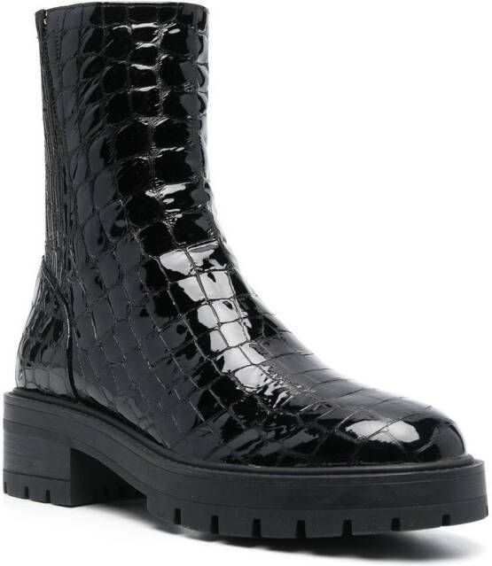 Aquazzura crocodile-effect boots Black