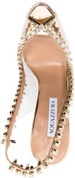 Aquazzura crystal-embellished 115 slingback sandals Neutrals