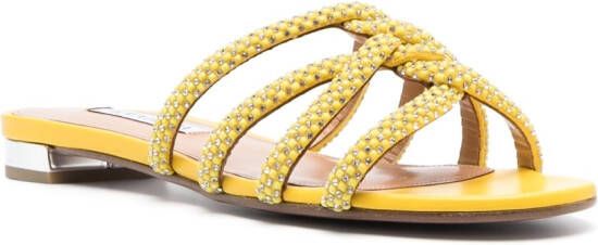 Aquazzura crystal-embellished flat sandals Yellow