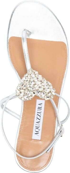 Aquazzura crystal-embellished metallic leather sandals Silver