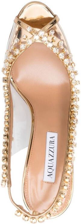 Aquazzura crystal-embellished slingback sandals Gold