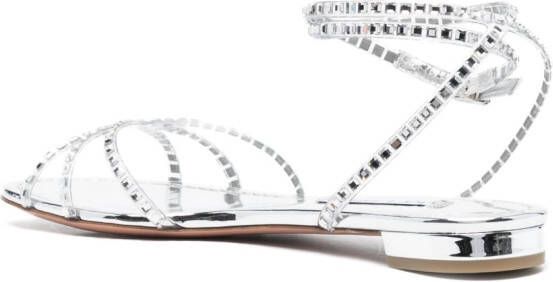 Aquazzura crystal-embellishment flat sandals Silver