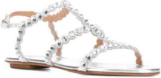 Aquazzura crystal flat sandals Silver
