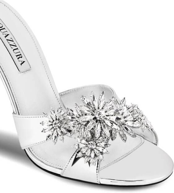 Aquazzura Crystal Margarita 105mm metallic sandals Silver
