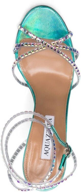 Aquazzura Dance crystal-embellished 105mm sandals Green