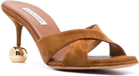 Aquazzura Yes Darling 90mm leather mules Brown