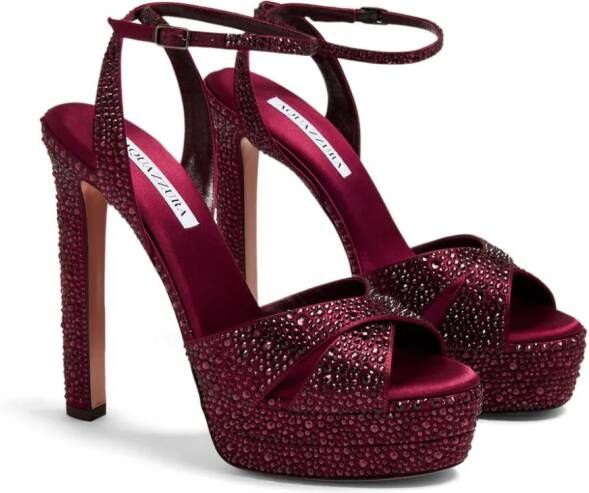 Aquazzura Divine Plateau 130mm crystal-embellished sandals Red