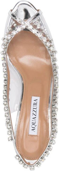 Aquazzura embellished-trim open-toe pumps Silver