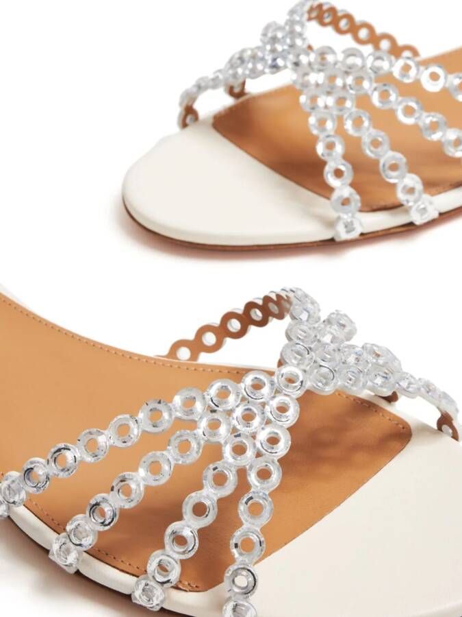 Aquazzura eyelet-detail leather slippers Silver
