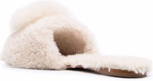 Aquazzura Foxy wool slides Neutrals