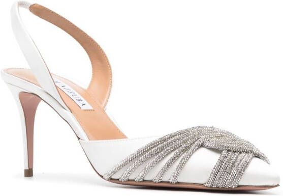 Aquazzura Gatsby 75mm slingback pumps White