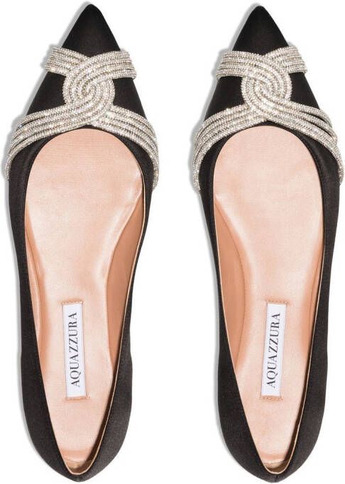 Aquazzura Gatsby crystal-embellished ballerina shoes Black