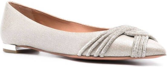 Aquazzura Gatsby crystal-embellished ballerina shoes Grey