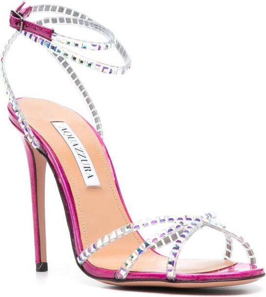 Aquazzura gem-embellished 110mm heeled sandals Pink