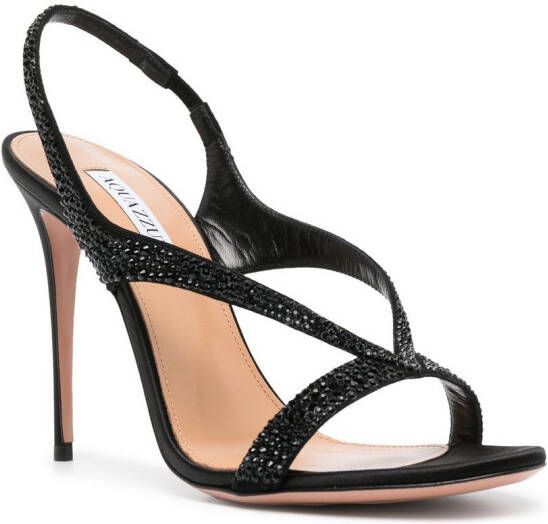 Aquazzura Izzy 105mm crystal-embellished slingback sandals Black
