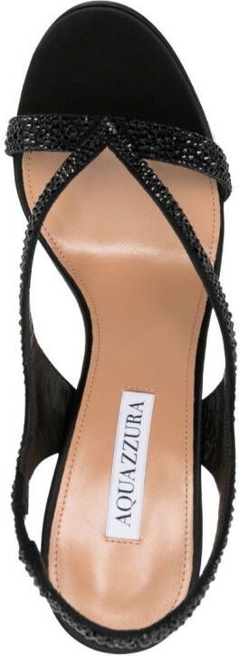 Aquazzura Izzy 105mm crystal-embellished slingback sandals Black