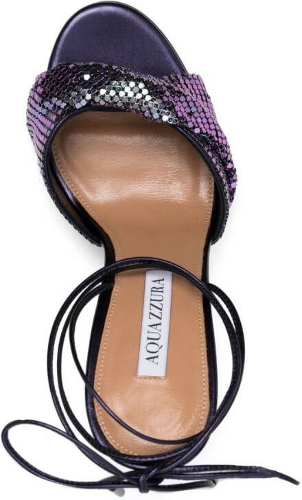 Aquazzura lace-up 110 mesh sandals Purple