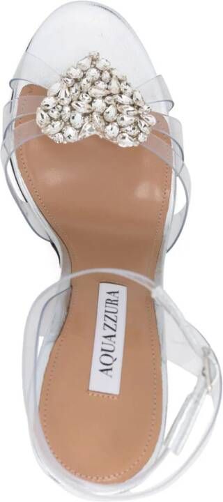 Aquazzura Love Me 115mm crystal-heart sandals Silver
