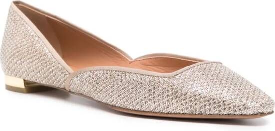 Aquazzura Maia glittery-mesh ballerina shoes Gold
