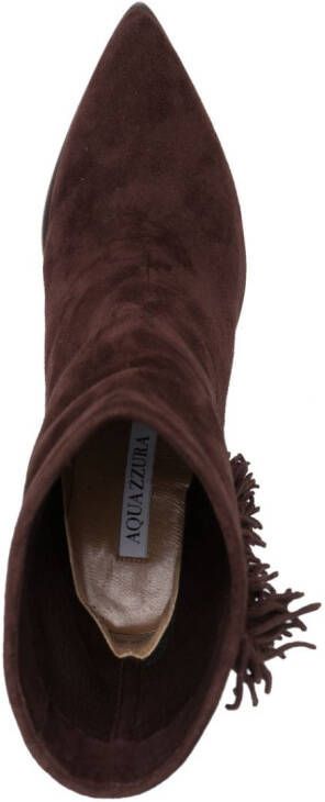 Aquazzura Marfa 70mm fringed suede boots Brown