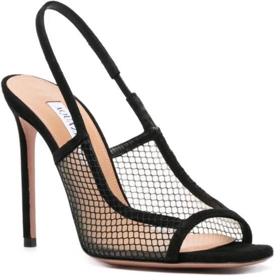 Aquazzura mesh-panelling suede sandals Black