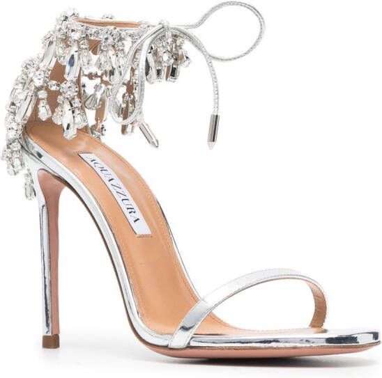 Aquazzura Moonwalk 105mm crystal-embellished sandals Silver