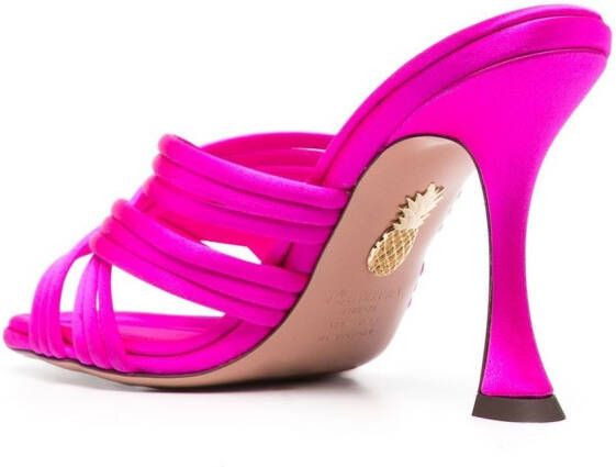Aquazzura Oahu 95mm satin sandals Pink