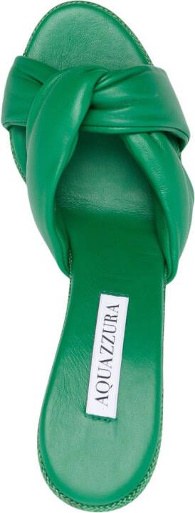 Aquazzura Olie 85mm leather mules Green