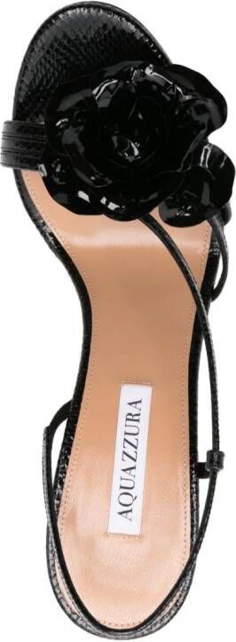 Aquazzura Paris Rose 105mm leather sandals Black