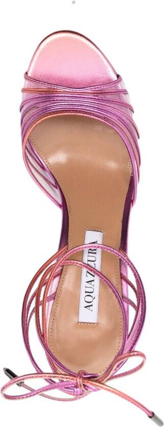 Aquazzura Straight To Heaven 90mm laminated-finish sandals Pink