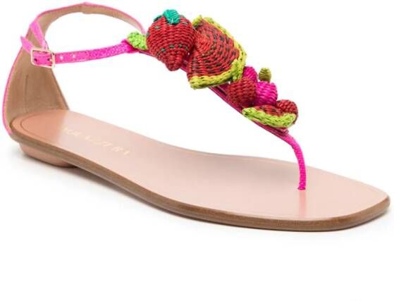 Aquazzura Strawberry Punch woven-embellished sandals Pink