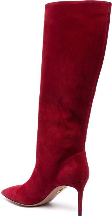 Aquazzura suede knee-length boots Red