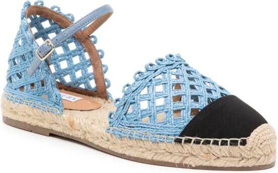 Aquazzura Sunburst crochet-knit espadrilles Blue