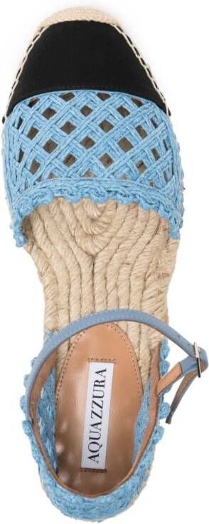 Aquazzura Sunburst crochet-knit espadrilles Blue