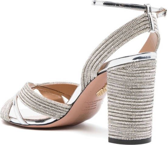 Aquazzura Sundance 85mm crystal-embellished sandals Silver
