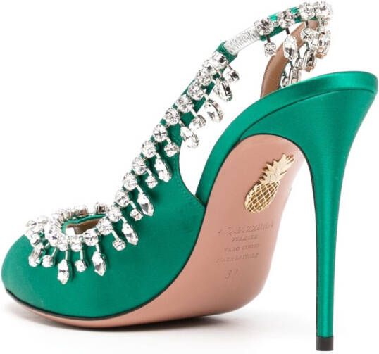 Aquazzura Temptation 105mm crystal-embellished sandals Green