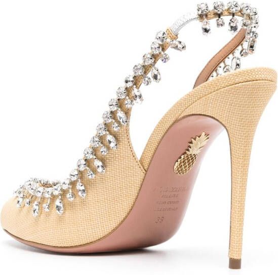 Aquazzura Temptation 105mm crystal-embellished sandals Neutrals