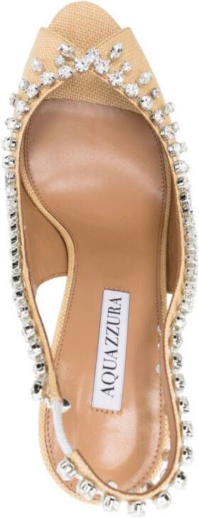 Aquazzura Temptation 105mm crystal-embellished sandals Neutrals